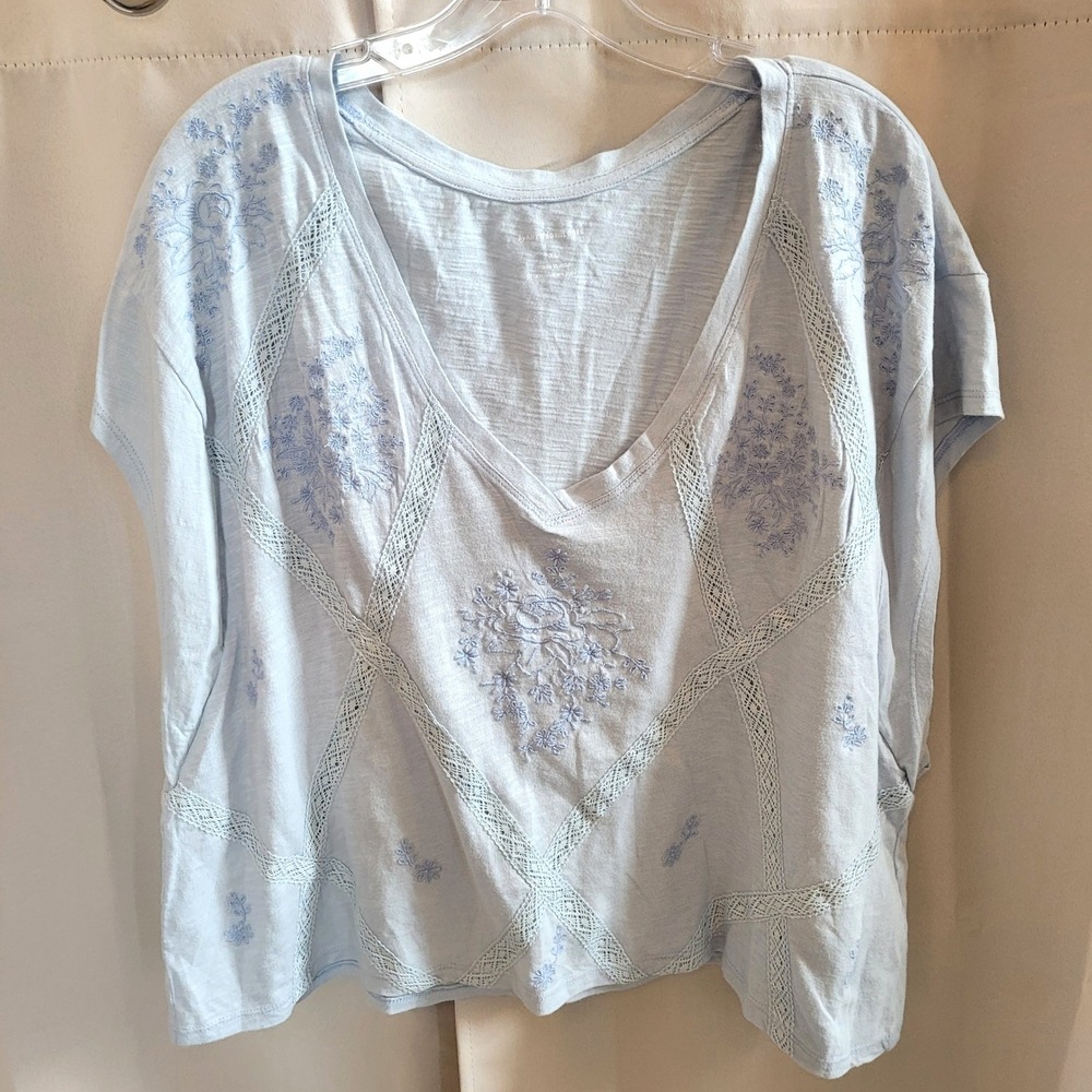 By Anthropologie Womens Top XL Embroidered Lace Boho Cottagecore Romantic 21754